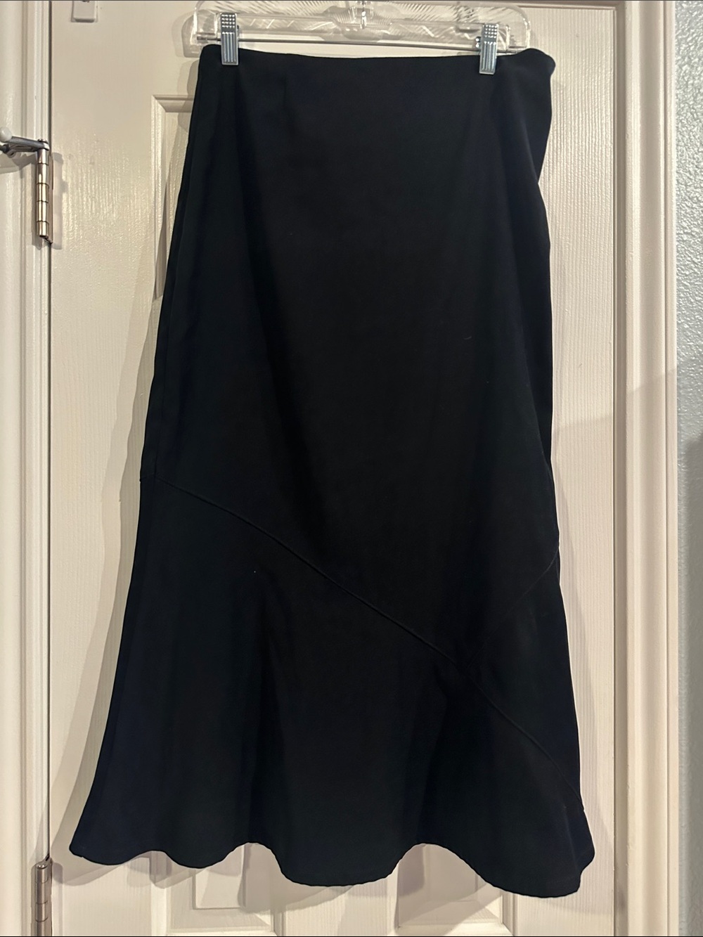Vintage White Stag Black A-Line Skirt Midi Faux Suede Skirt 8P Boho Witchy